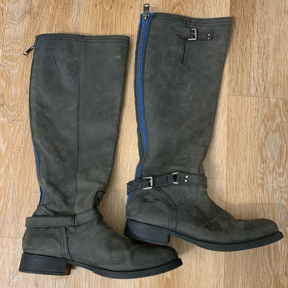 Steve Madden Trico knee high blue zipper boots